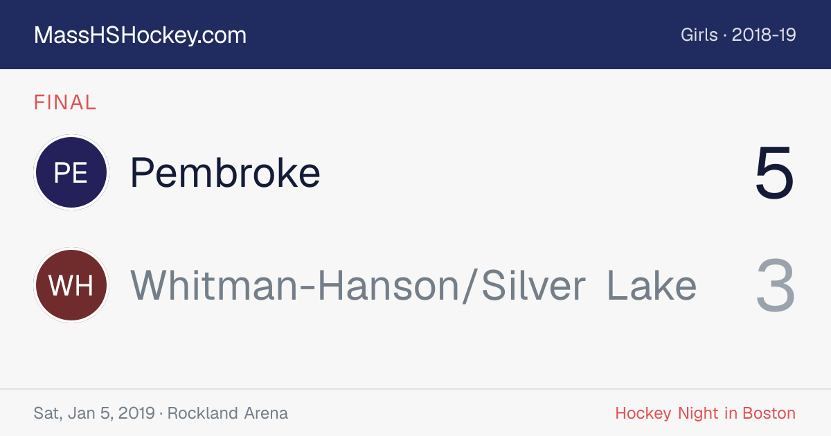 Pembroke at Whitman-Hanson/Silver Lake score card