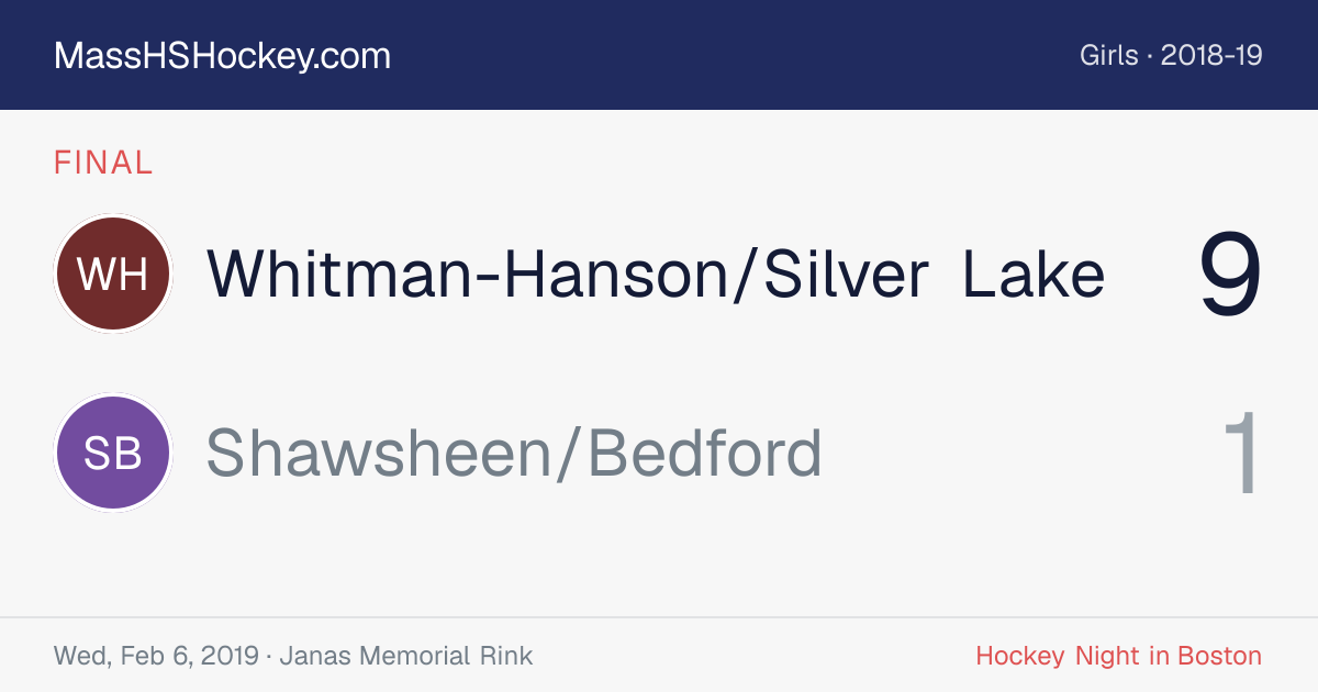 Whitman-Hanson/Silver Lake at Shawsheen/Bedford score card