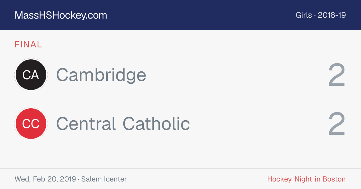Cambridge at Central Catholic score card