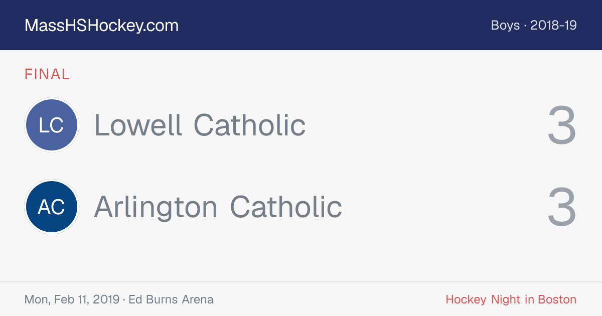 Lowell Catholic at Arlington Catholic score card