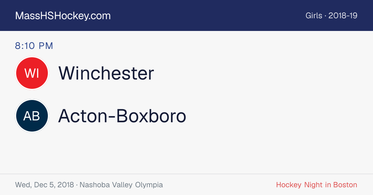 Winchester at Acton-Boxboro score card