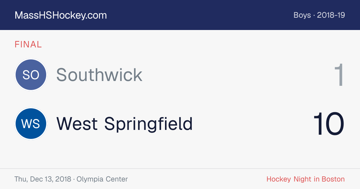 Southwick at West Springfield score card