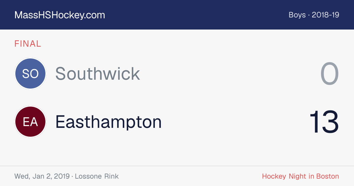 Southwick at Easthampton score card