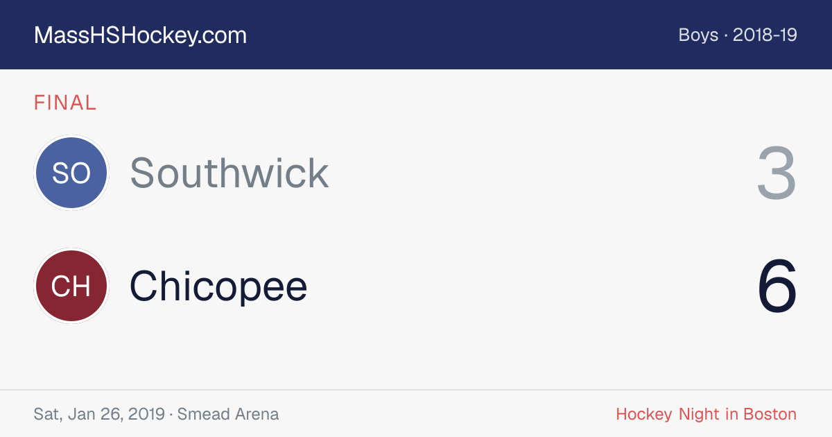Southwick at Chicopee score card