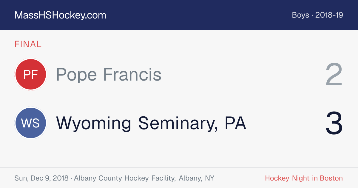 Pope Francis at Wyoming Seminary, PA score card