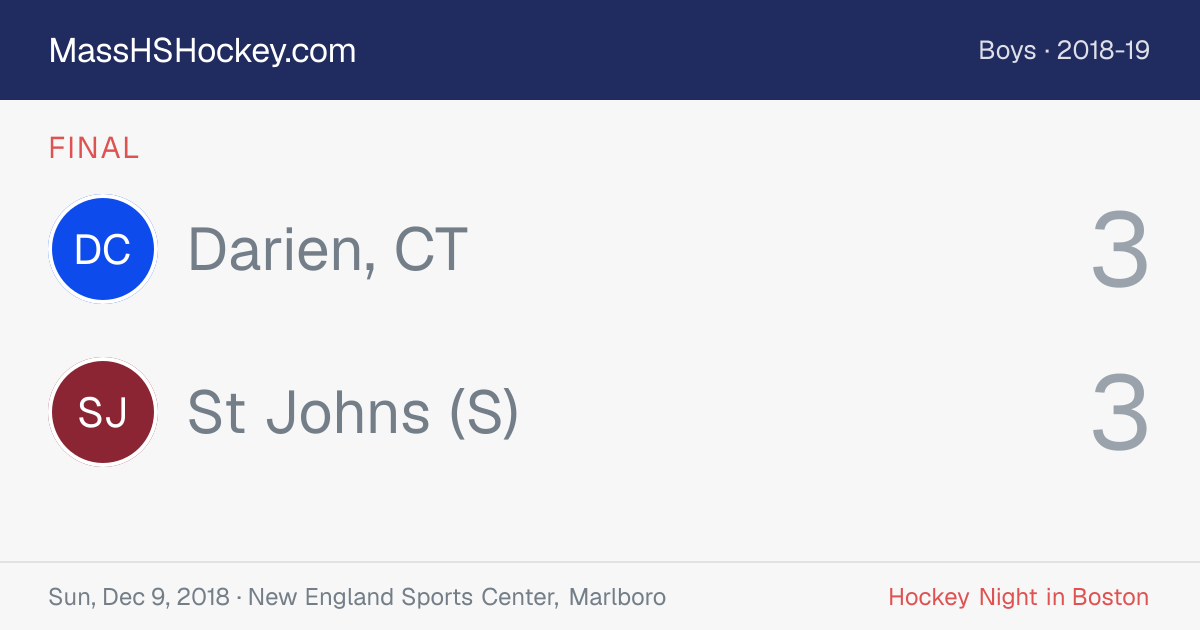 Darien, CT at St Johns (S) score card
