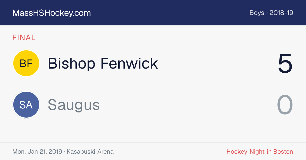 Bishop Fenwick at Saugus score card