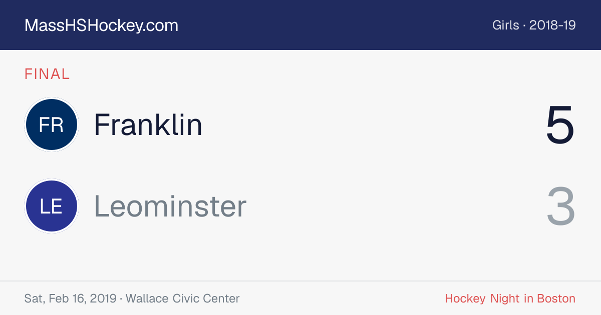 Franklin at Leominster score card