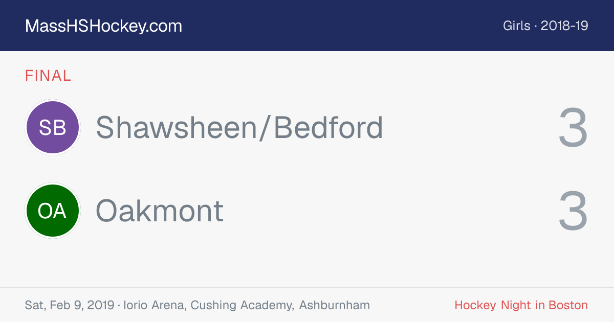 Shawsheen/Bedford at Oakmont score card