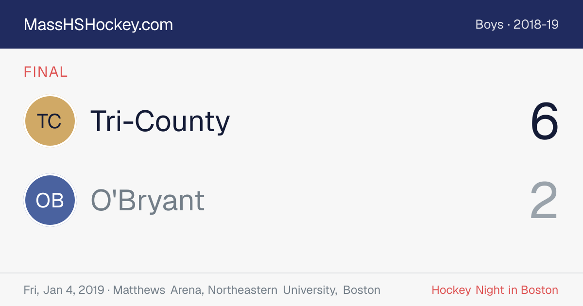 Tri-County at O'Bryant score card