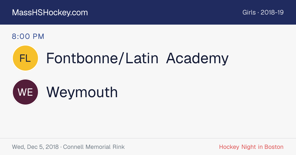 Fontbonne/Latin Academy at Weymouth score card