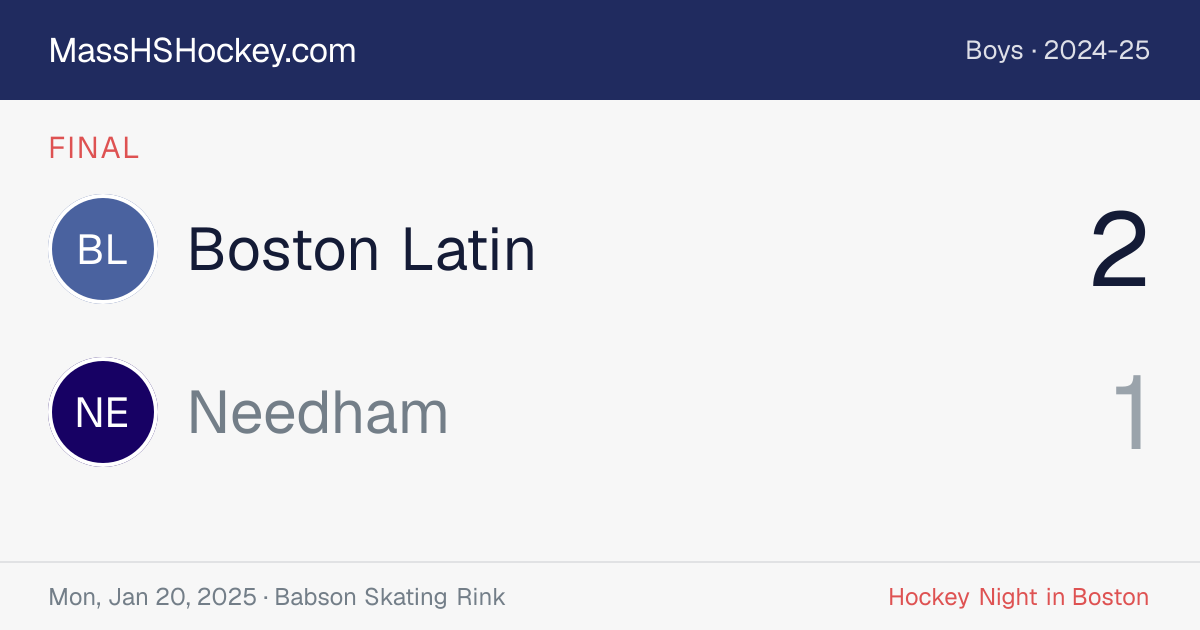 Boston Latin at Needham score card
