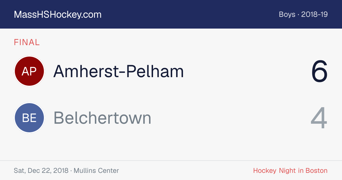 Amherst-Pelham at Belchertown score card