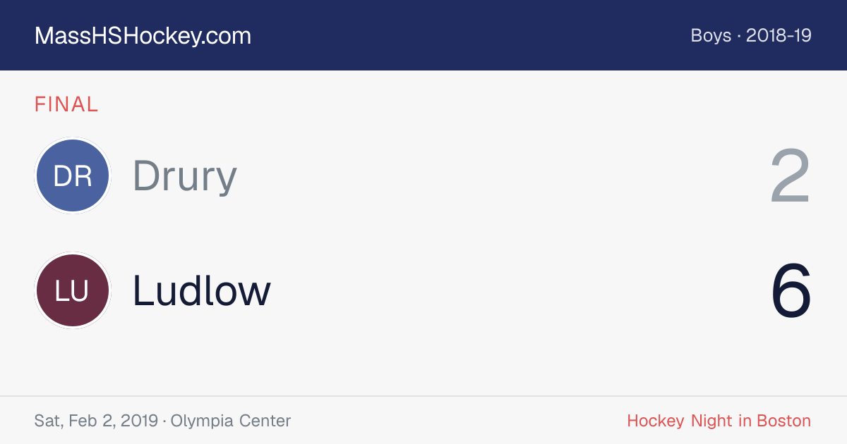 Drury at Ludlow score card