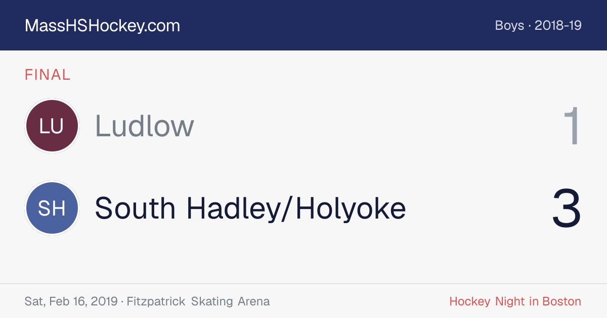 Ludlow at South Hadley/Holyoke score card