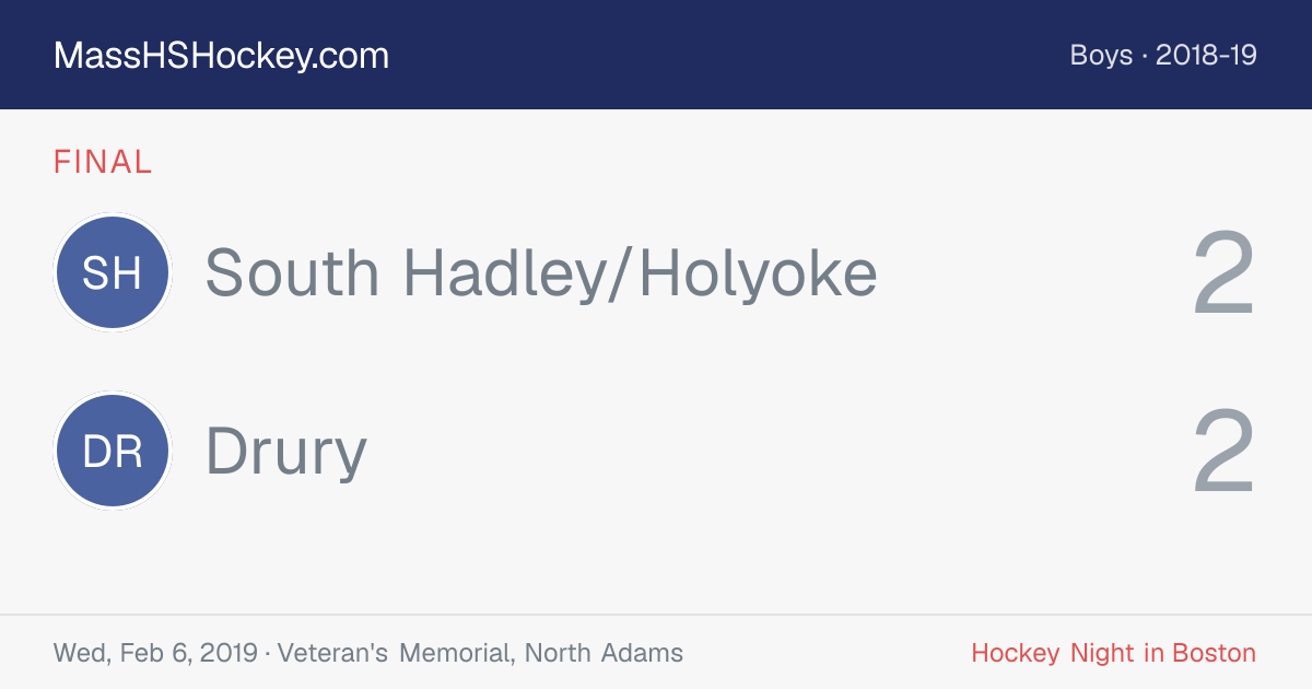 South Hadley/Holyoke at Drury score card