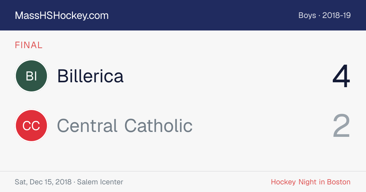 Billerica at Central Catholic score card