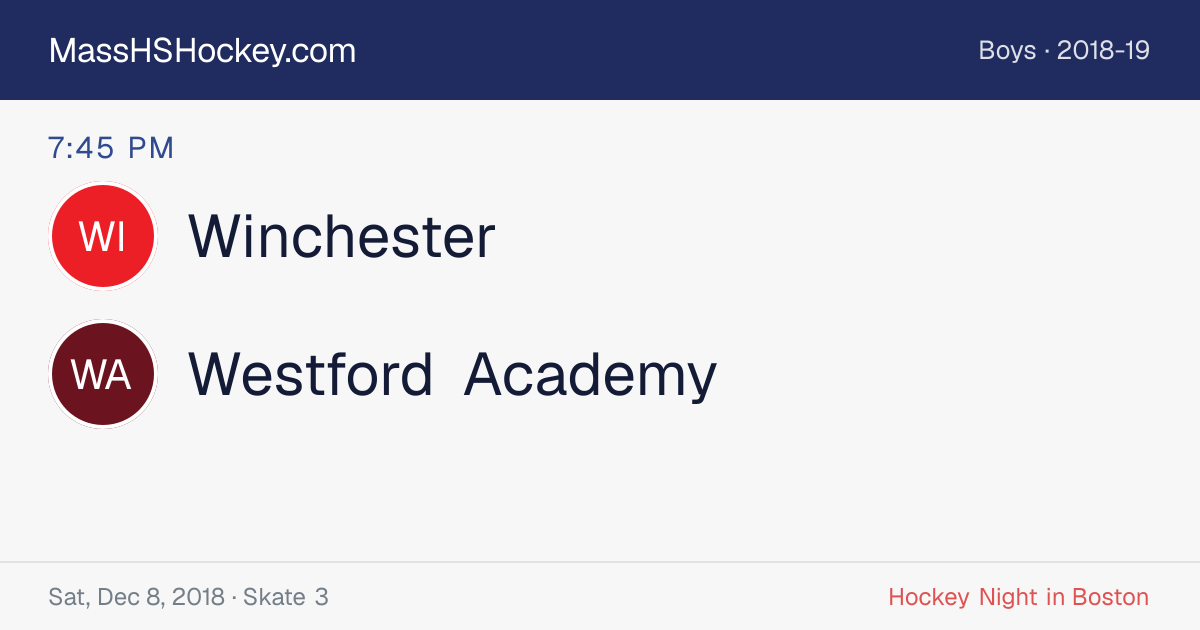 Winchester at Westford Academy score card