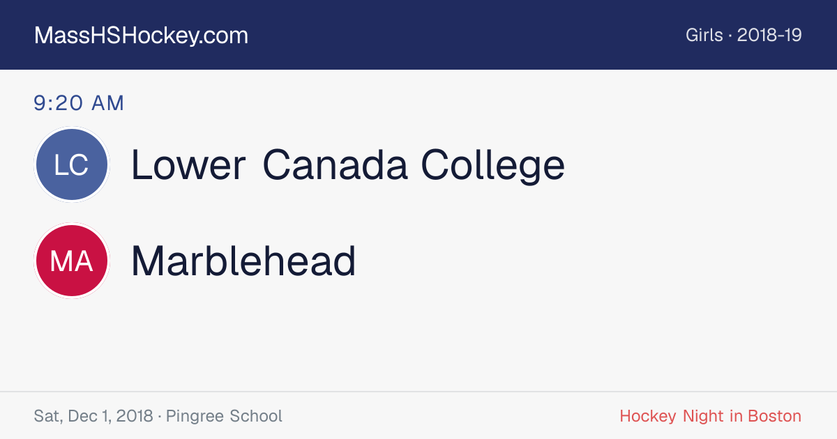 Lower Canada College at Marblehead score card