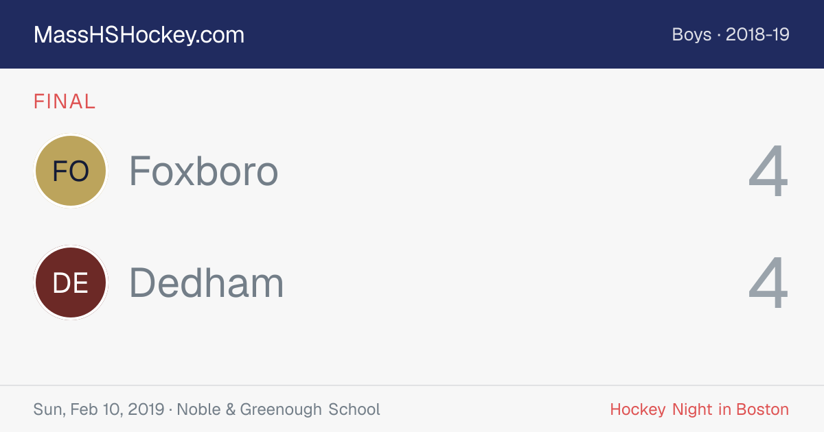 Foxboro at Dedham score card