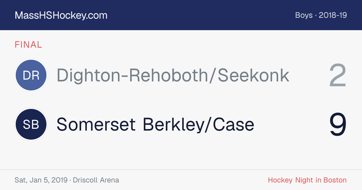 Dighton-Rehoboth/Seekonk at Somerset Berkley/Case score card