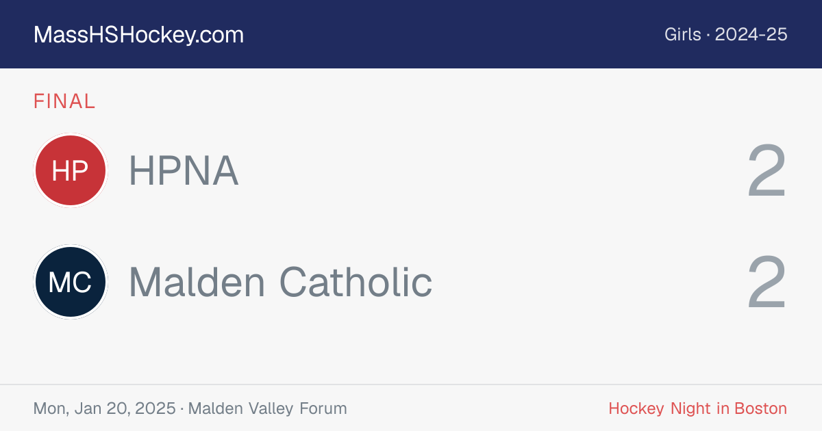 HPNA at Malden Catholic score card