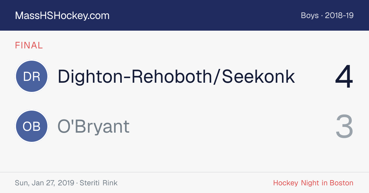 Dighton-Rehoboth/Seekonk at O'Bryant score card