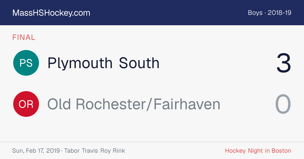Plymouth South at Old Rochester/Fairhaven score card