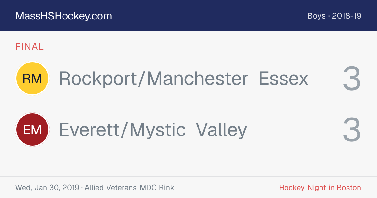 Rockport/Manchester Essex at Everett/Mystic Valley score card