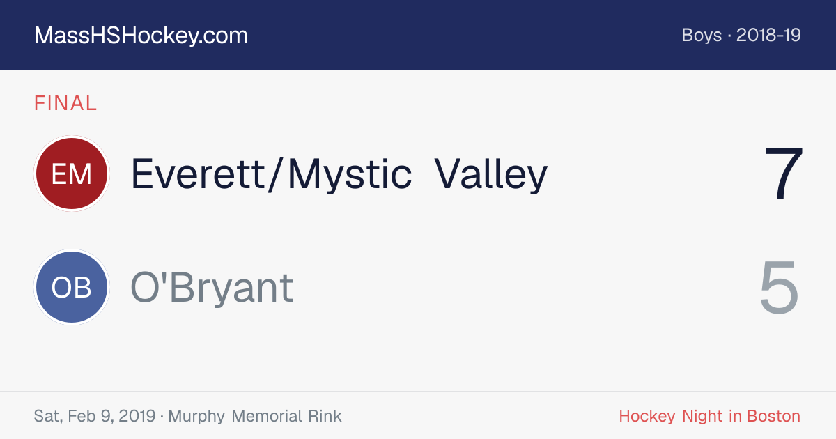 Everett/Mystic Valley at O'Bryant score card