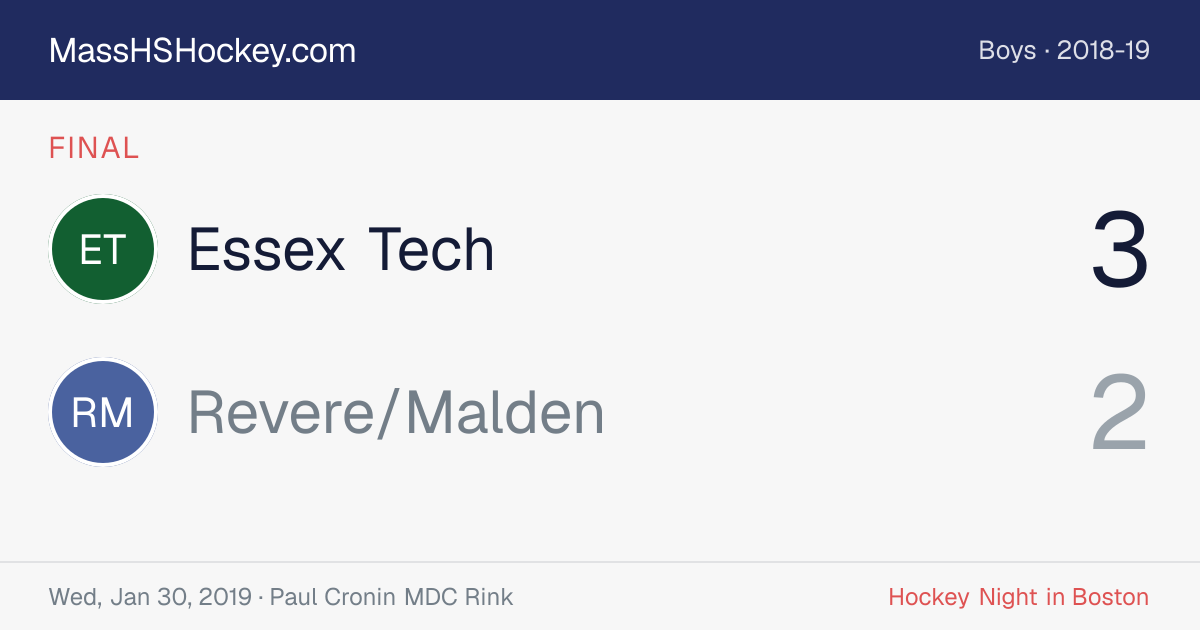 Essex Tech at Revere/Malden score card