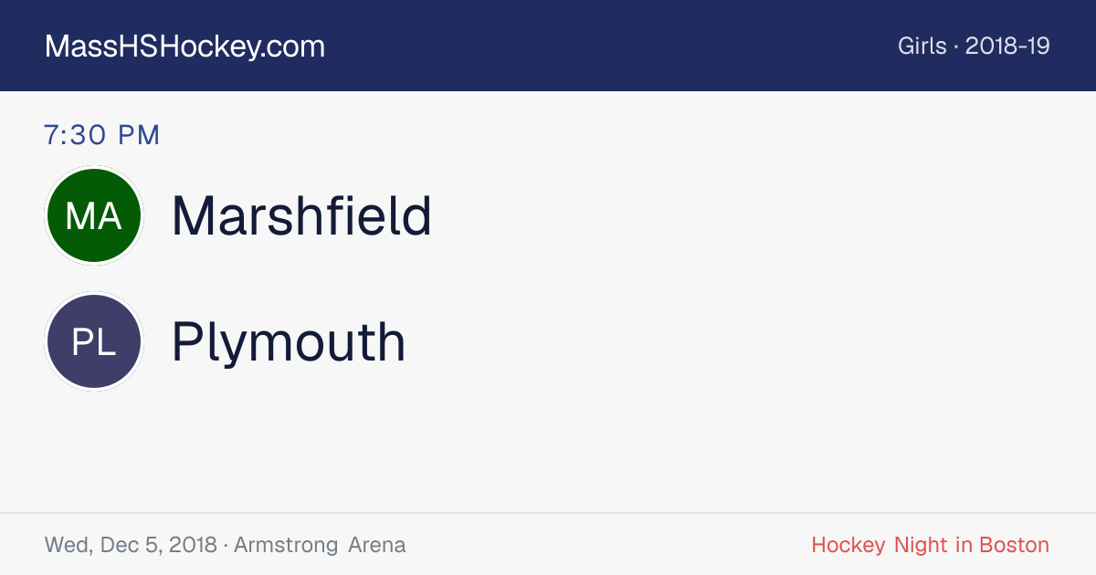Marshfield at Plymouth score card