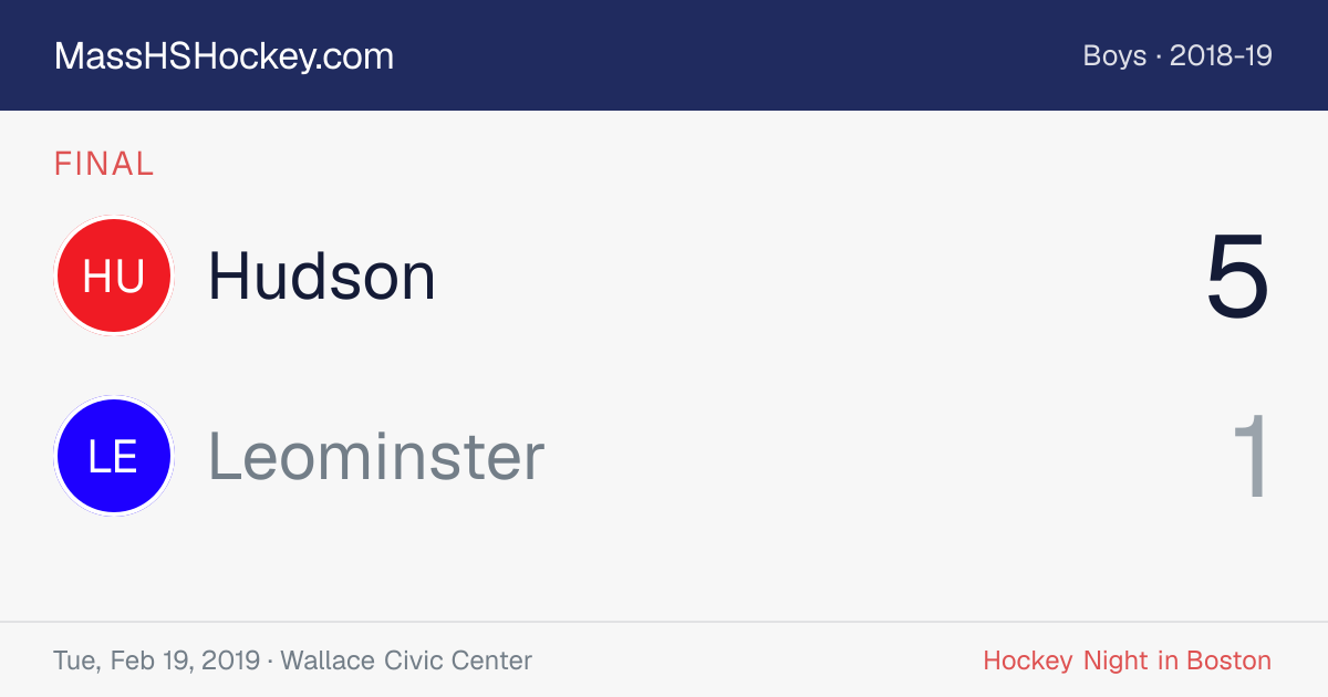 Hudson at Leominster score card