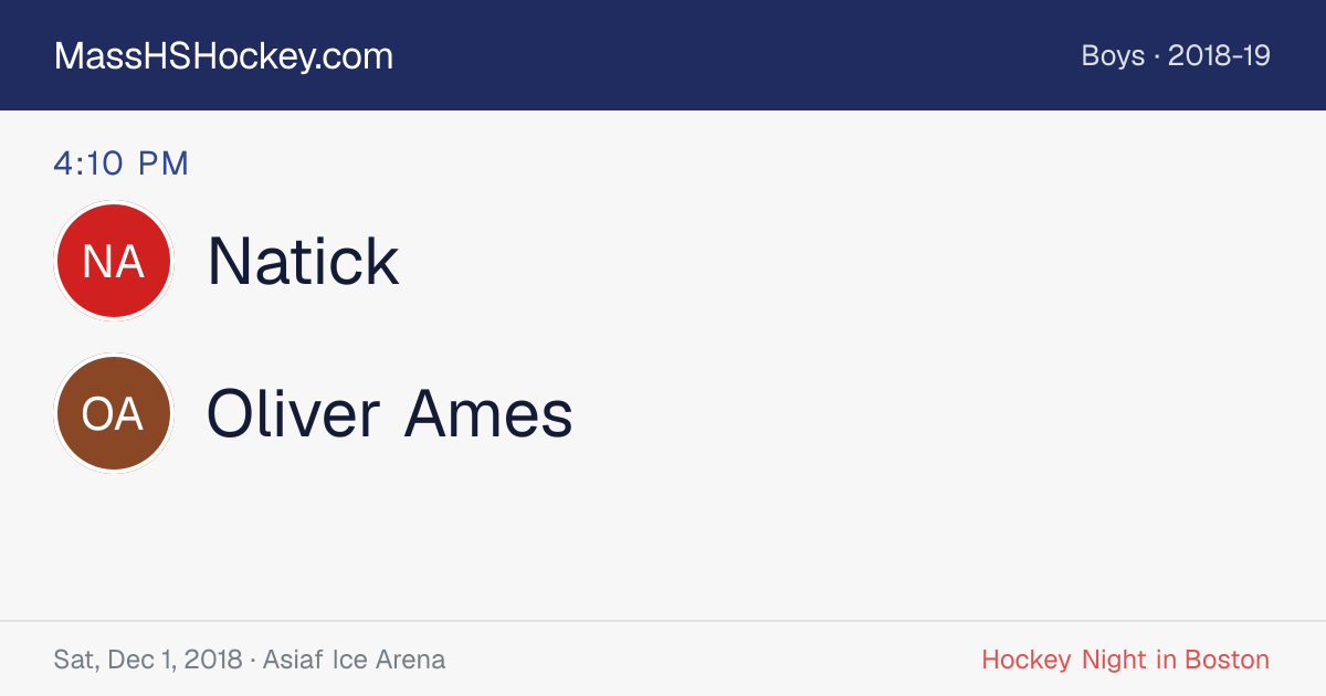 Natick at Oliver Ames score card
