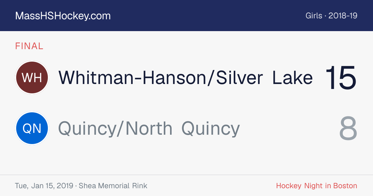 Whitman-Hanson/Silver Lake at Quincy/North Quincy score card
