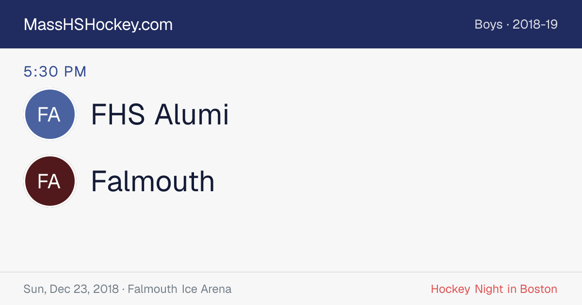 FHS Alumi at Falmouth score card