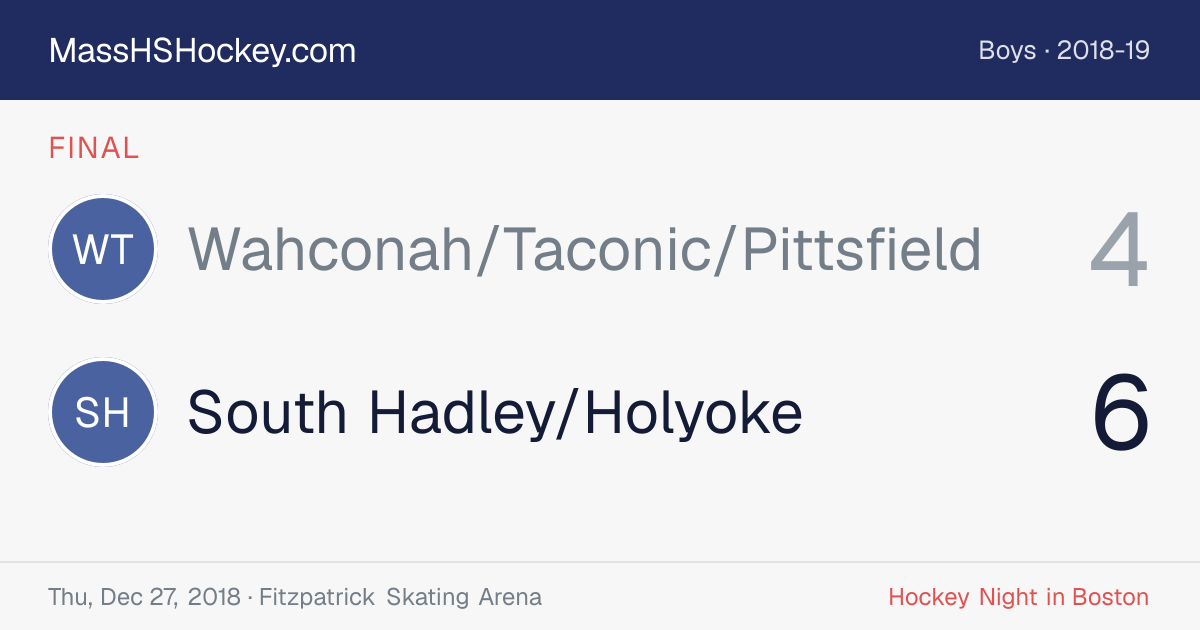 Wahconah/Taconic/Pittsfield at South Hadley/Holyoke score card