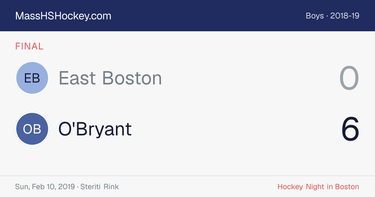 East Boston at O'Bryant score card
