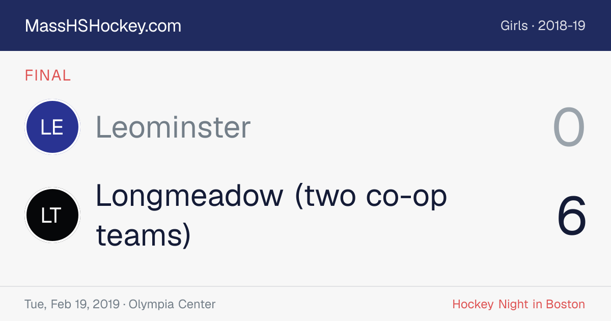 Leominster at Longmeadow (two co-op teams) score card