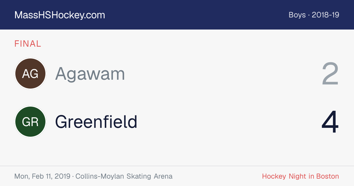 Agawam at Greenfield score card