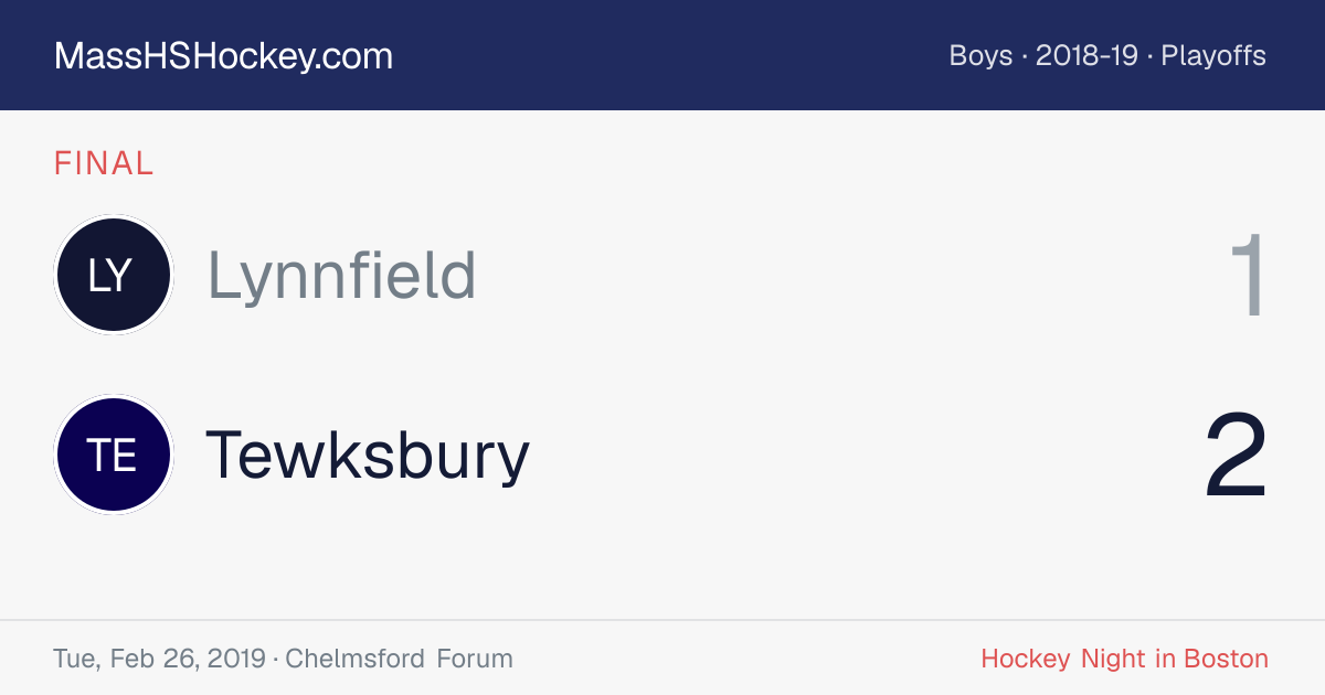 Lynnfield at Tewksbury score card