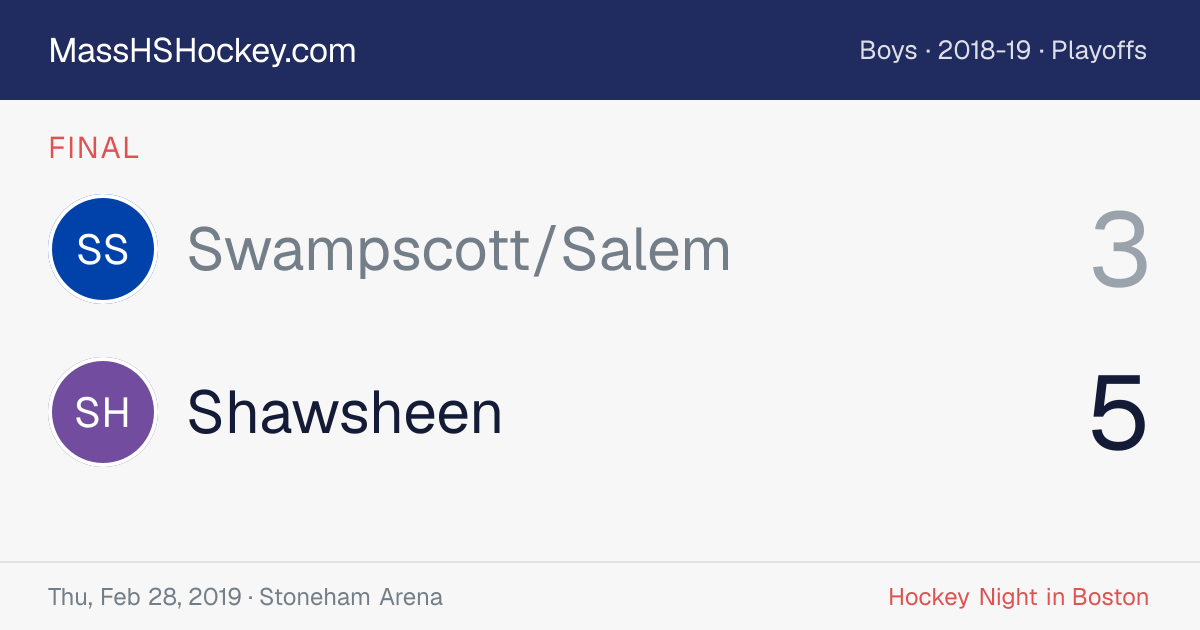 Swampscott/Salem at Shawsheen score card