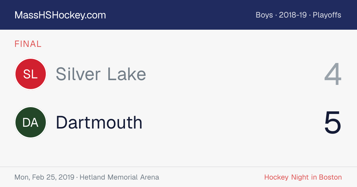 Silver Lake at Dartmouth score card