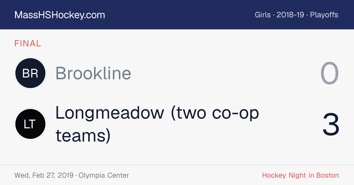 Brookline at Longmeadow (two co-op teams) score card