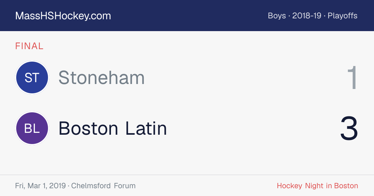 Stoneham at Boston Latin score card