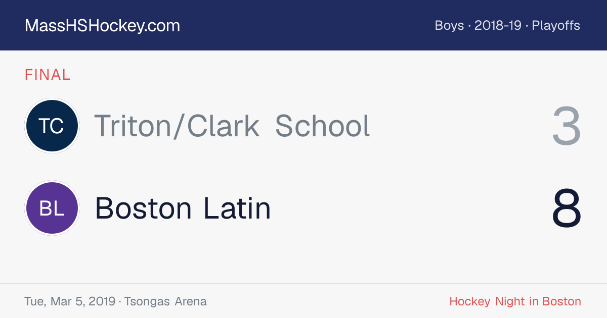 Triton/Clark School at Boston Latin score card