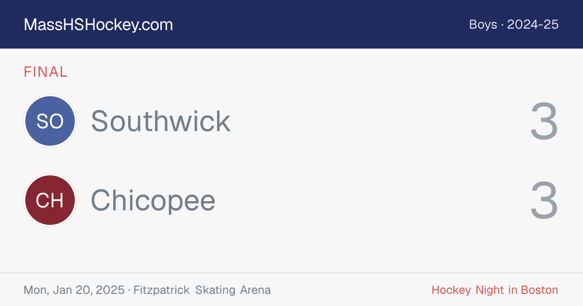 Southwick at Chicopee score card