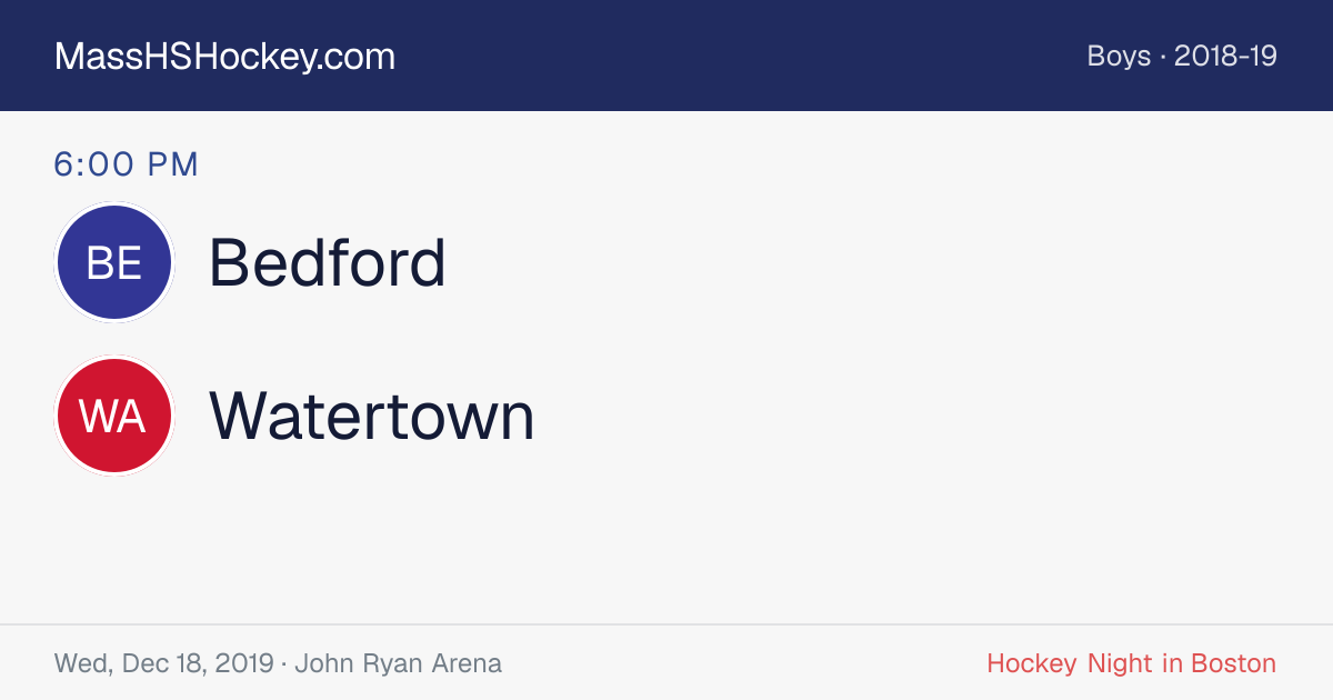 Bedford at Watertown score card