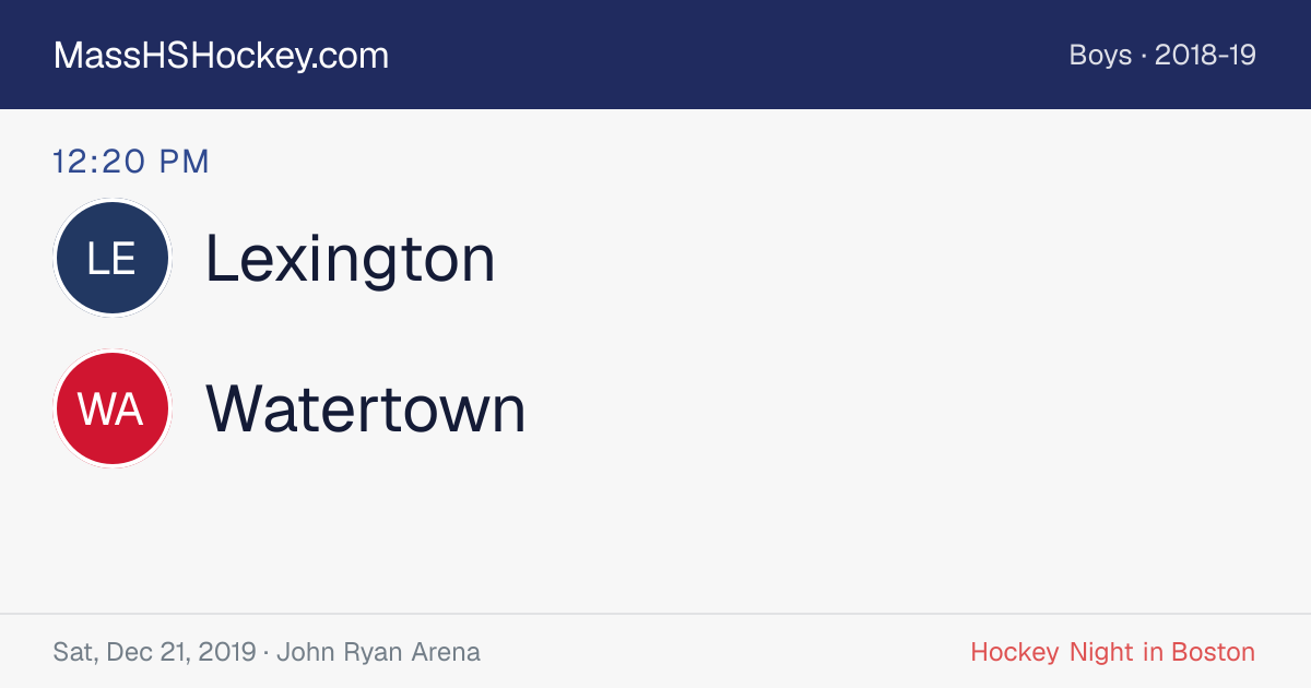 Lexington at Watertown score card