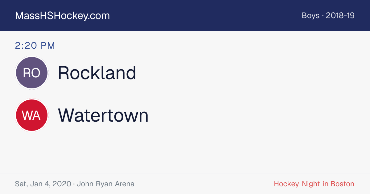 Rockland at Watertown score card